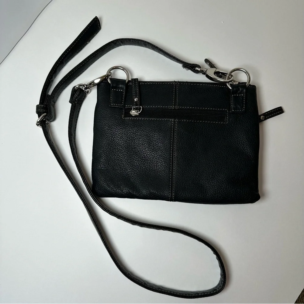 Tignanello Black Leather Crossbody Bag